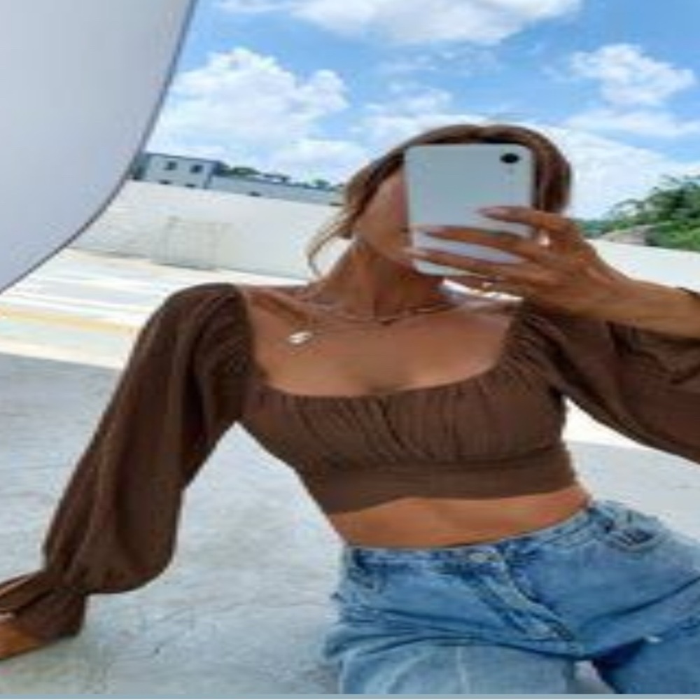 Elegant Brown Women's Crop Top